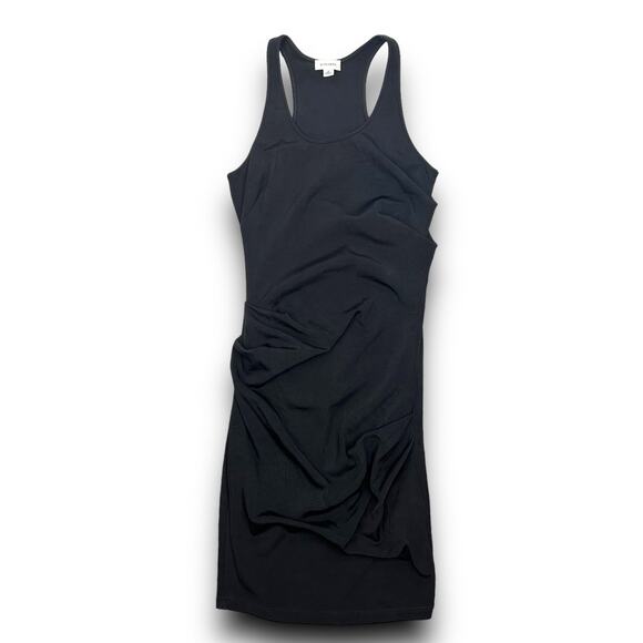 Witchery Black Bodycon Sleeveless Tank Dress Ruched Scoop Neck Racerback Medium - Picture 1 of 8